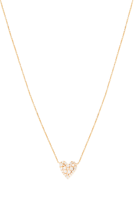 Small Cocktail Heart Necklace, 14k Yellow Gold & Diamonds